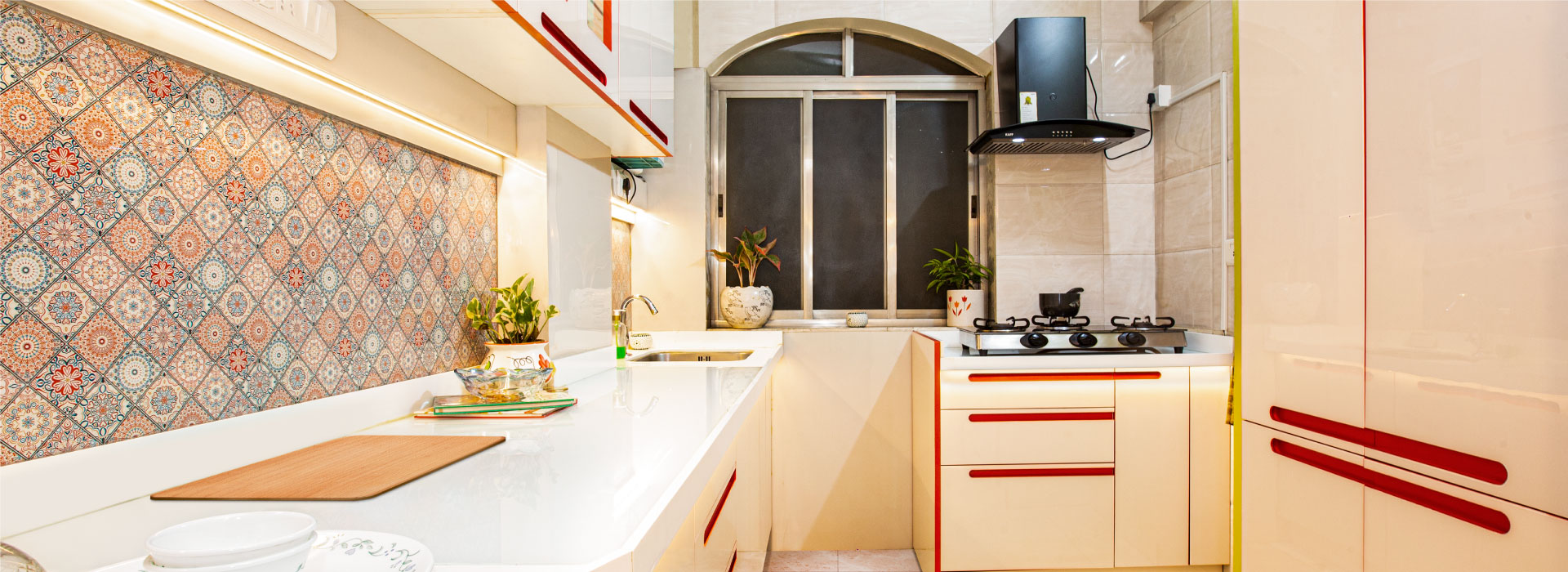 Modular Kitchen Red White | Promkraft Interior